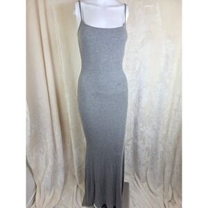 Skims Soft Lounge Long Slip Dress Heather Grey Ribbed Maxi Large
